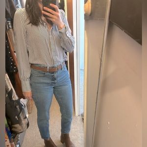 Loft XSP blue and white striped blouse